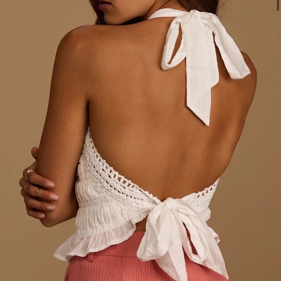 Free People Navy Blue Ellie Crochet Halter Top - Picture 2 of 7